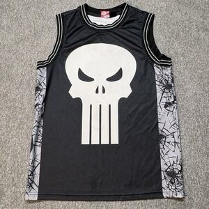 Marvel The Punisher Castle Basketball Jersey ~ Men's S Black Mesh Comics